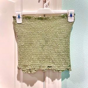 OLIVE GREEN STRAPLESS CROP TOP